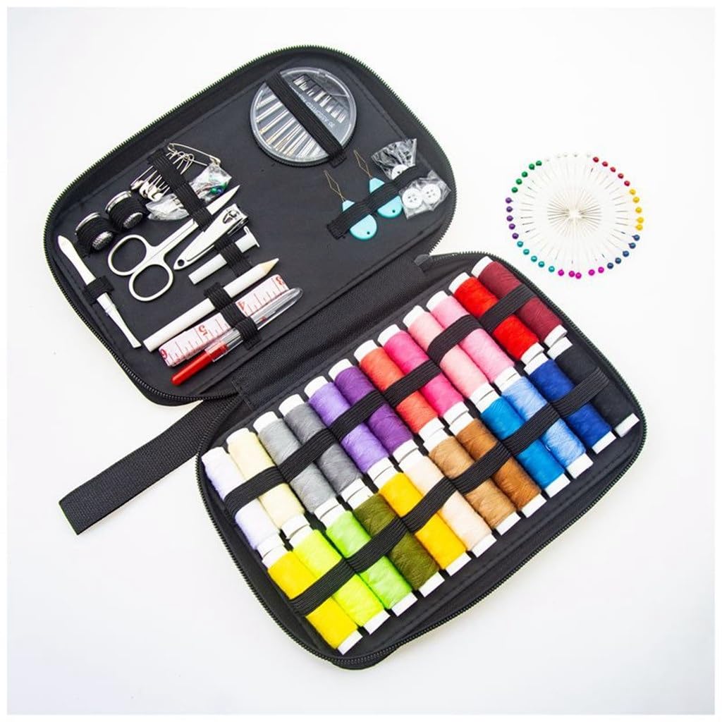 JFDBGU Kit de costura de 130 piezas, caja de costura de viaje portátil for el hogar, combinación de herramientas de costura
