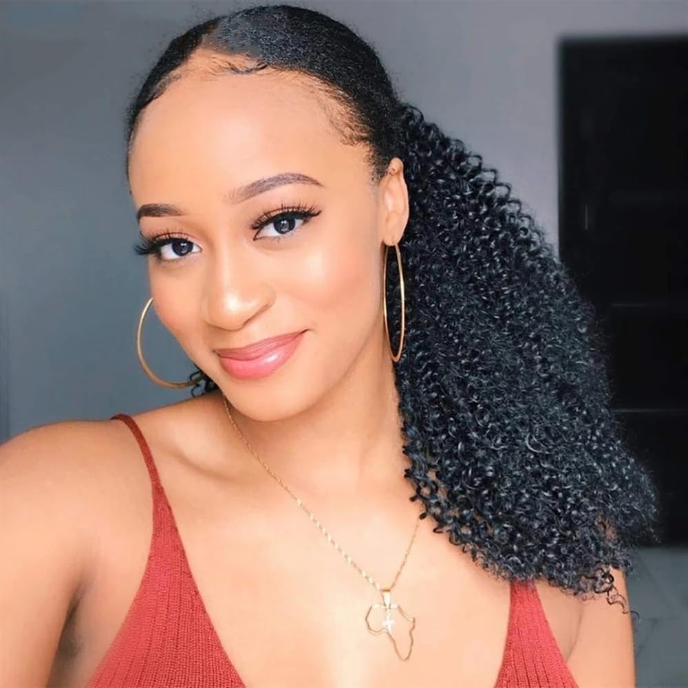 Pferdeschwanz Brasilianischer Remy-Menschenhaar-Pferdeschwanz, 20,3–66 cm, Afro-Locken, Clip-In-Extensions(22inches)