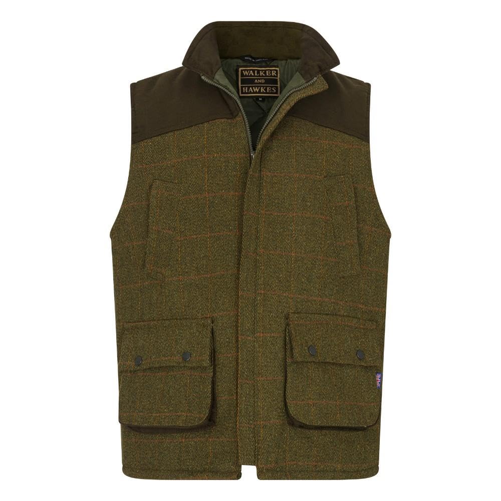WALKER AND HAWKES - Gilet da tiro Derby Tweed Warrington da Uomo con Toppa sulla Spalla