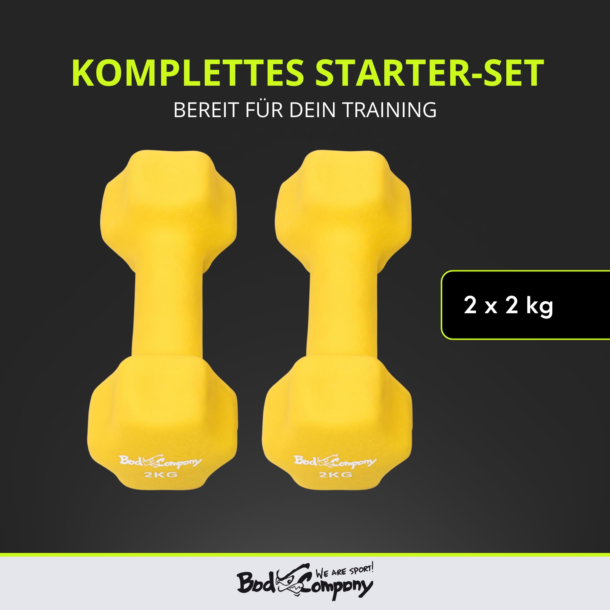 Bad Company Neopreen halters, 2 x 1 kg, paars, kleine halters met rubber voor fitness, gymnastiek, aerobics, thuis, gym, korte halters voor vrouwen en mannen, dumbbells, 1 kg