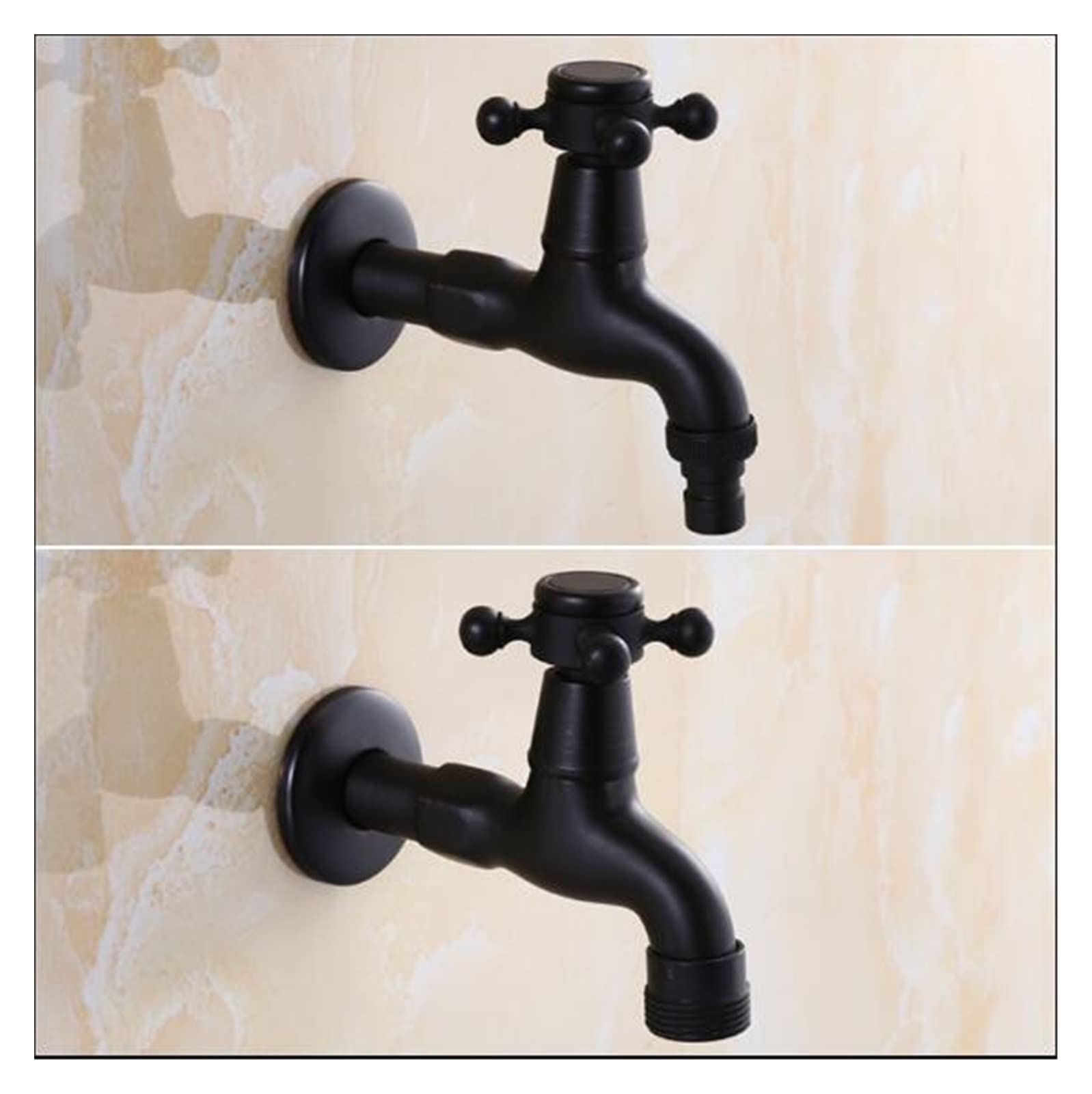 Totale ottone nero olio spazzolato doppio utilizzando la lavatrice rubinetto angolo da giardino Facile da installare(Light Grey)