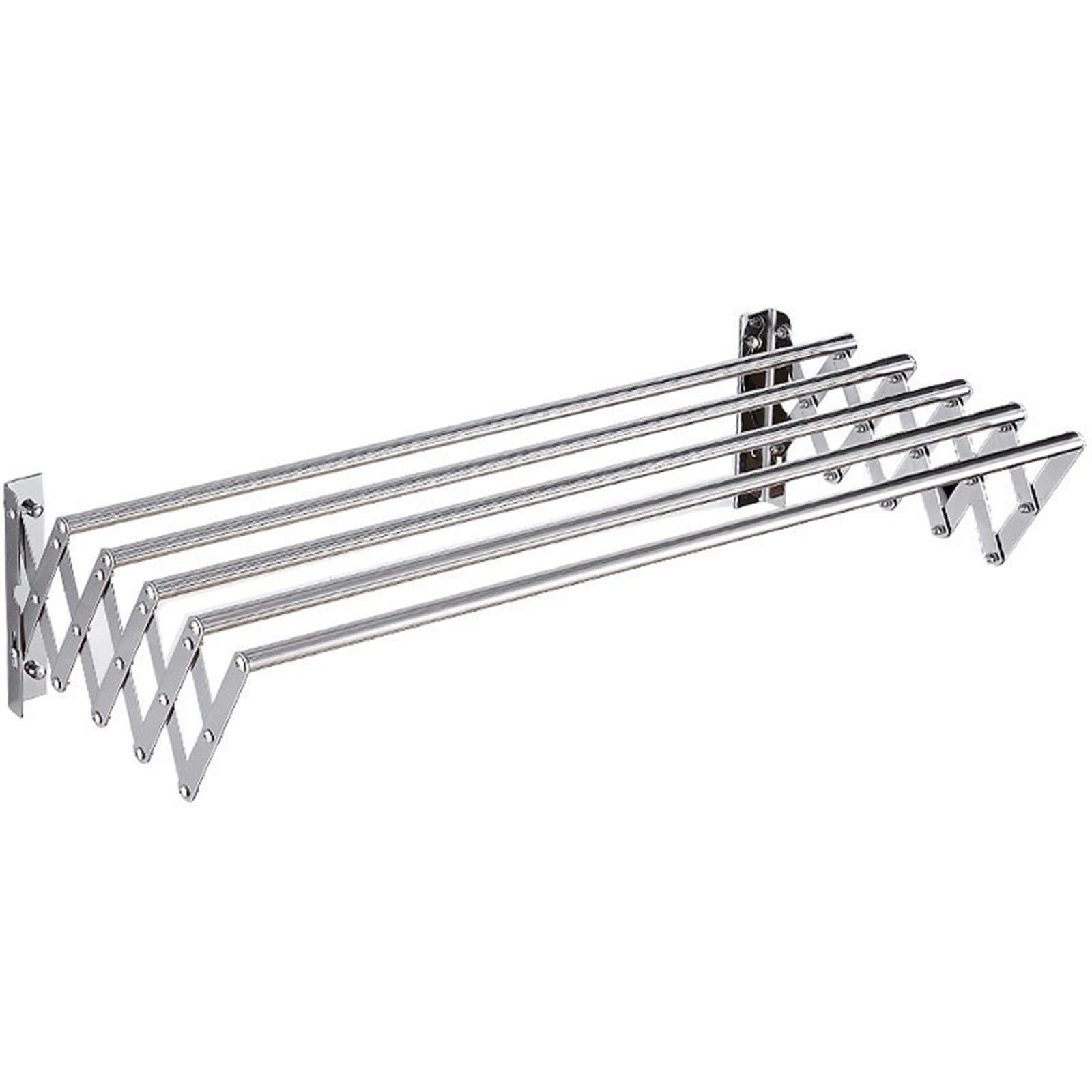 HADECOLL Wall Mounted Folding Retractable Clothes Airer Laundry Drying Rack Adjustable Collapsible 304 Stainless Steel Space Saving Clothes Hanger powerfully,90cm/35.4in