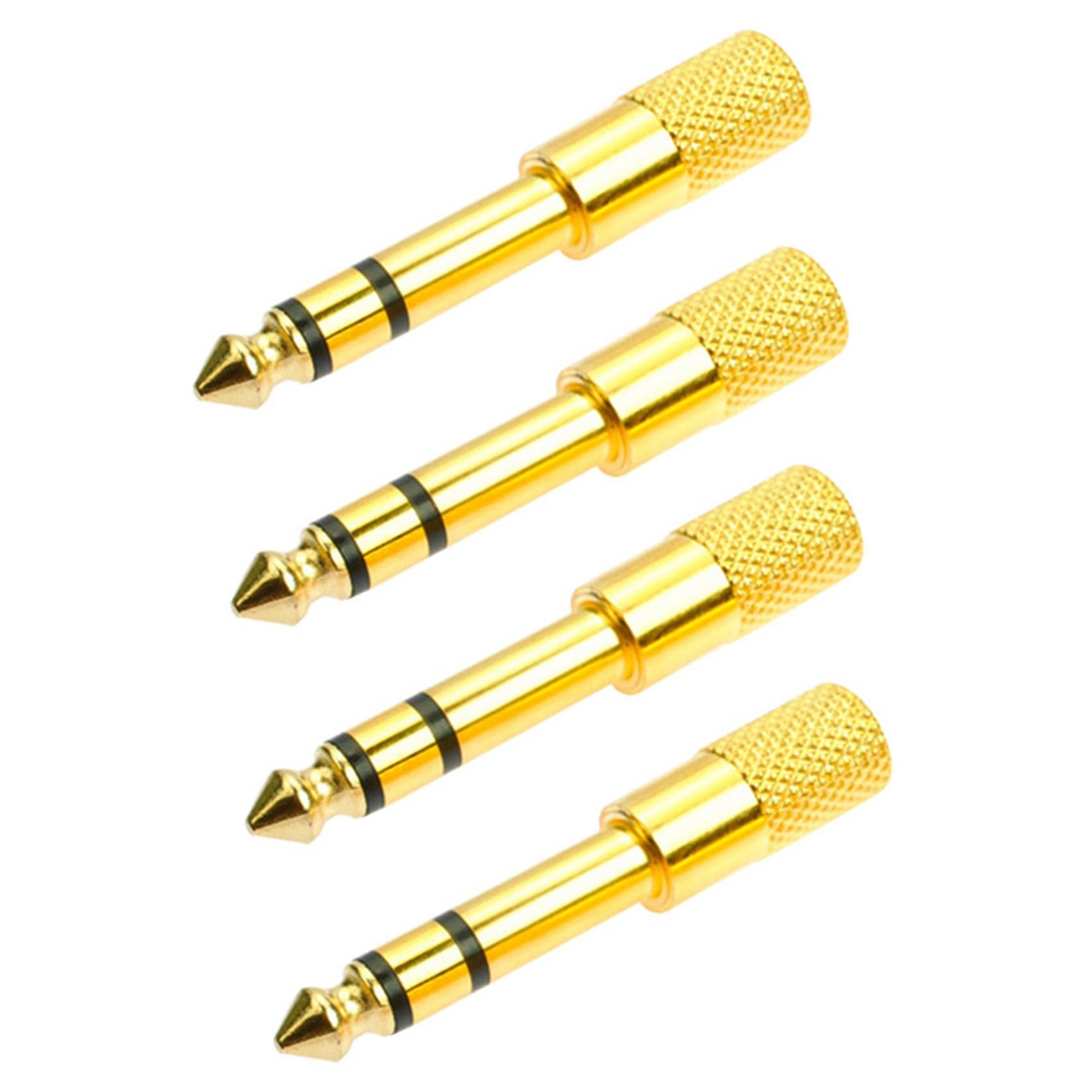 4X Audio Jack Adaptateur Convertisseur Prise Stereo Prise pour Guitares Electriques Miniphone Casque 3.5mm Male 6.5mm Femme Or