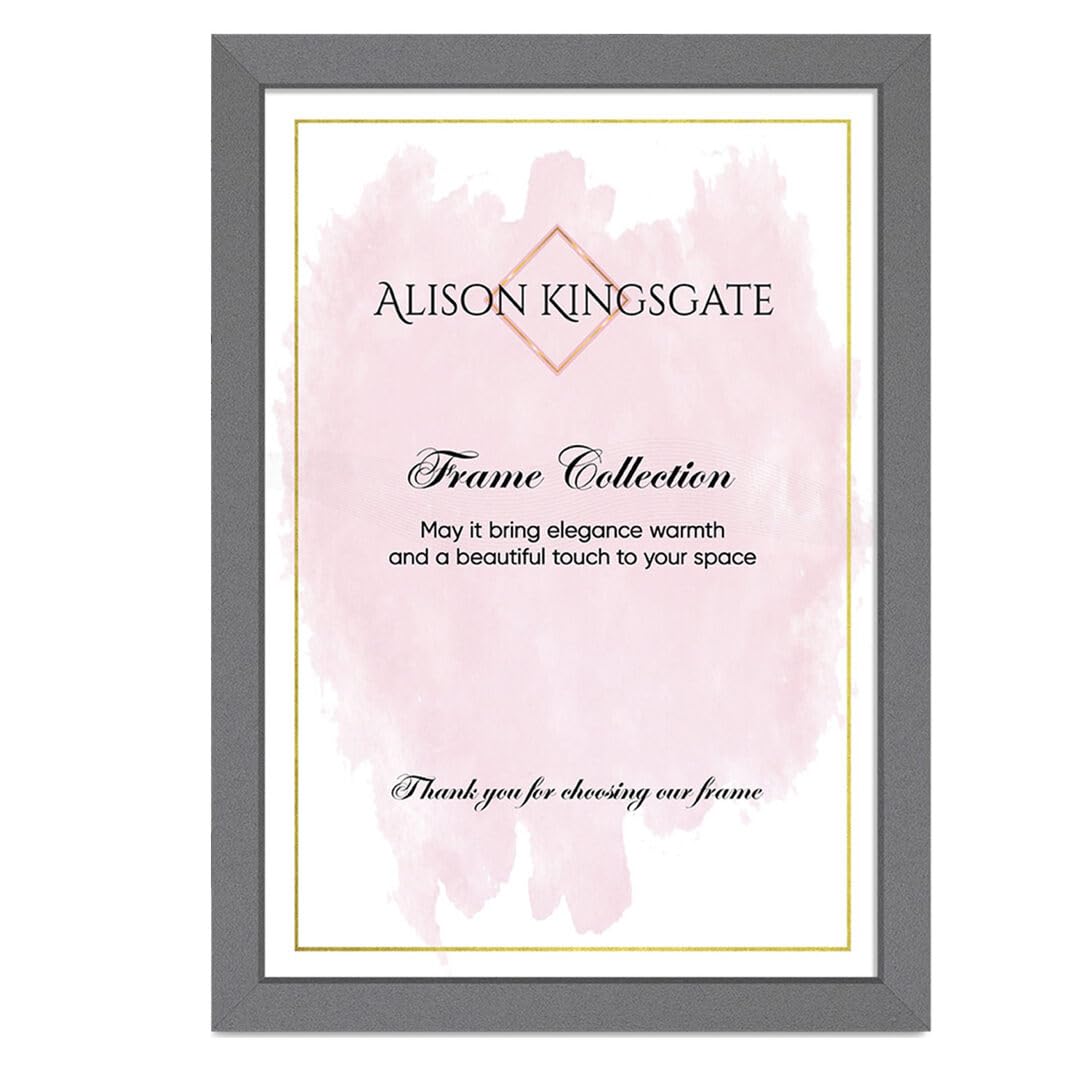 Alison Kingsgate Dark Grey Modern 36X24 Photo Frame-Engineered Wood Picture Frames With Shatterproof Perspex - Ideal For Certificates -Wall Mount Or Tabletop - Multiple Sizes & Colours Available