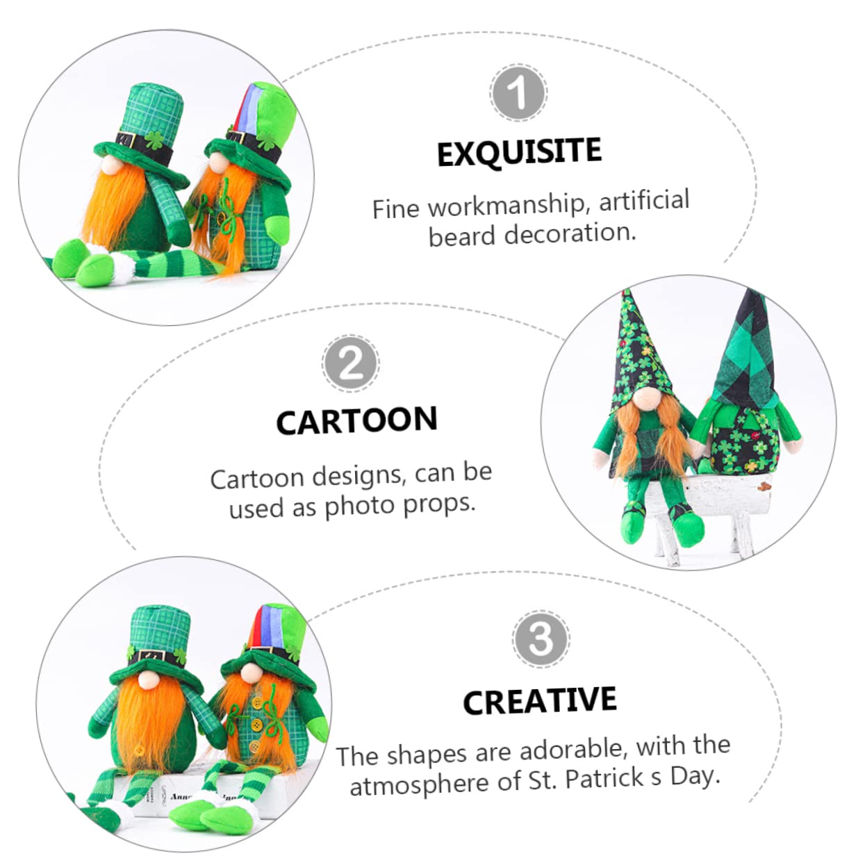 Abaodam 8pièces Décorations De Pâques Figurines De Nain De Saint-Patrick Jouets Et Ornements Festifs pour Photographie