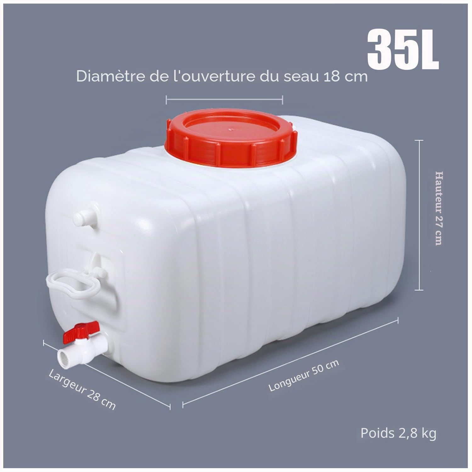 Camping Alimentaire avec Robinet 25L/35L/50L/80L/110L/200L Reservoir Deau Potable Portatifs, Plastique épais pour Camping Car Voyage Voiture Maison Réservoir De Stockage d'eau(Size:35L)