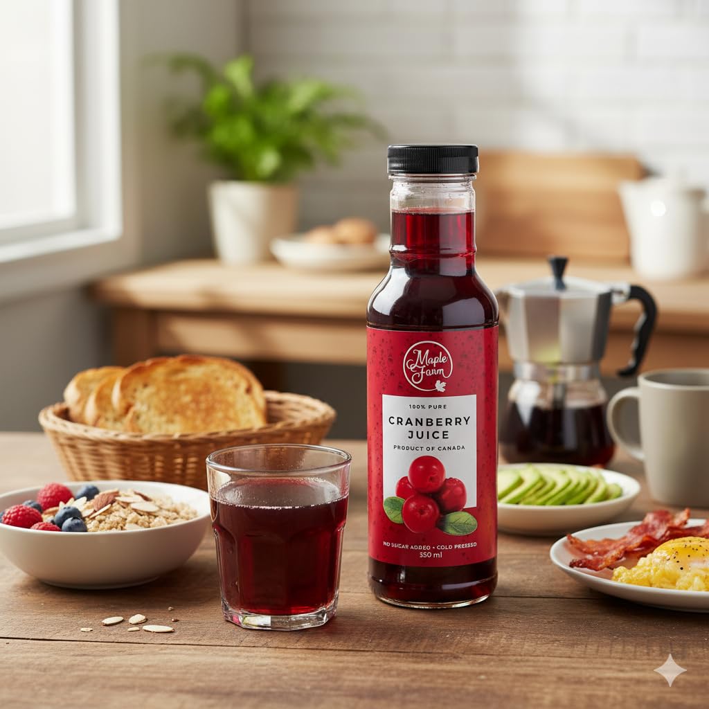 MapleFarm - Zumo de Arándano Ágrio concentrado sin azúcar añadido - Cranberry juice - Cranberry Juice Concentrate - Concentrado de arándano - 350ml