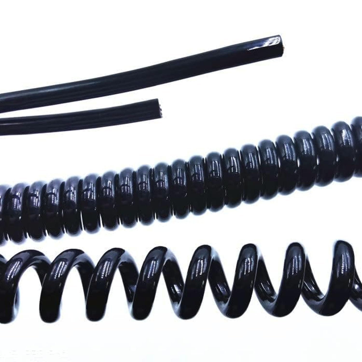 Produktbild von Spiralkabel 2-12 Adrig, 0,75 Mm², Schwarz, Elastisch, PU-Ummantelung, Für Industrie, Büro & Fahrzeug (2-adrig, 1 M, 0,75 Mm²)