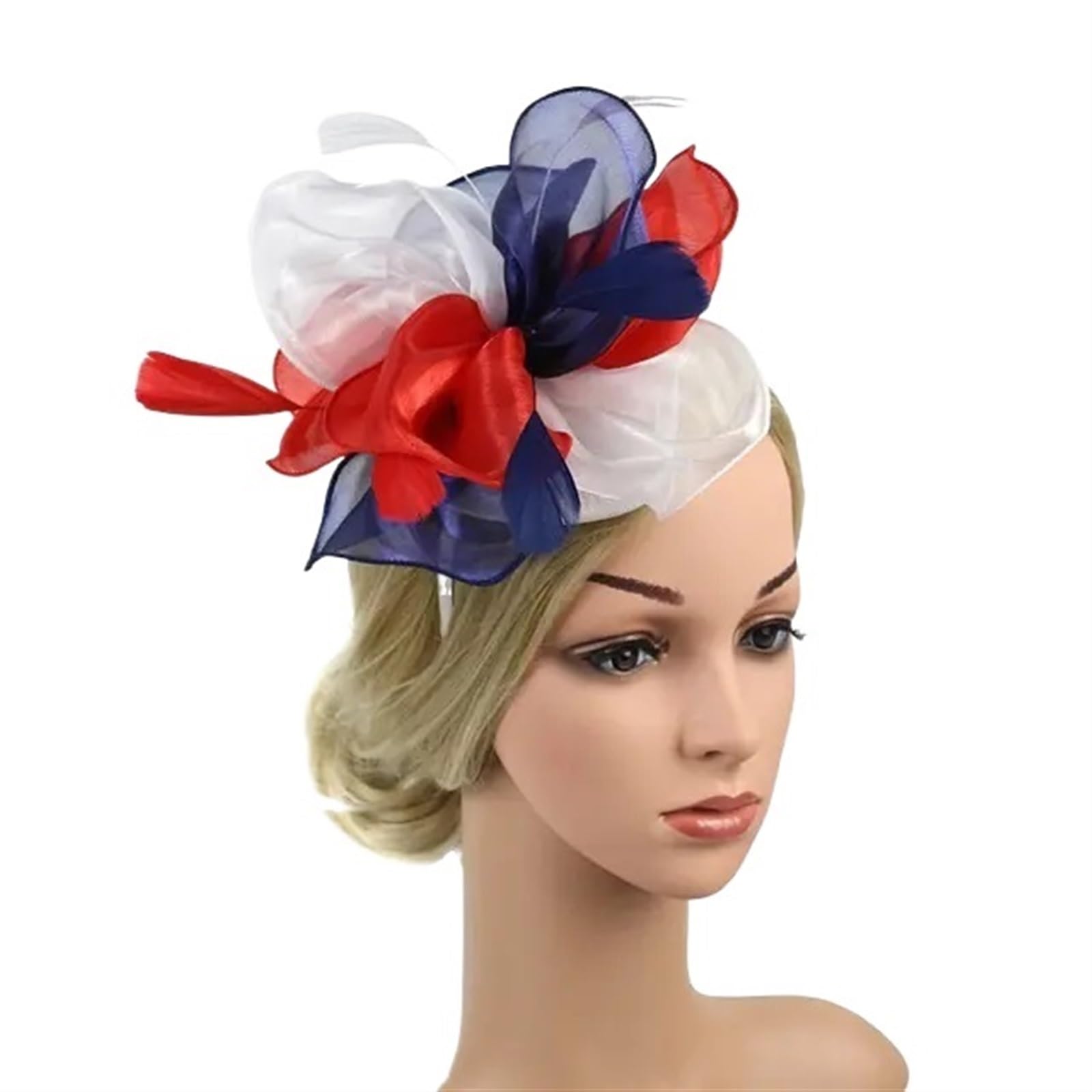 UALXPAO Wedding Hats Flower Mesh Headband Wedding Feather Cocktail Tea Party Headwear Fascinator Hats for Tea Party,Weddings(Color2)