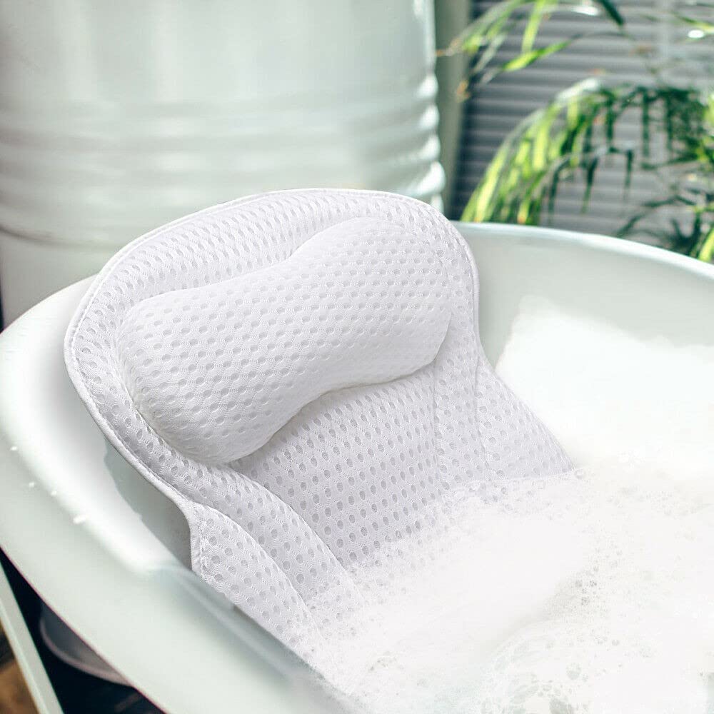 Ergonomic Bath Pillow Neck and Back Support - Comfortable Neck Pillow for Relaxation - 3D Air Mesh Technology - Bath Pillow