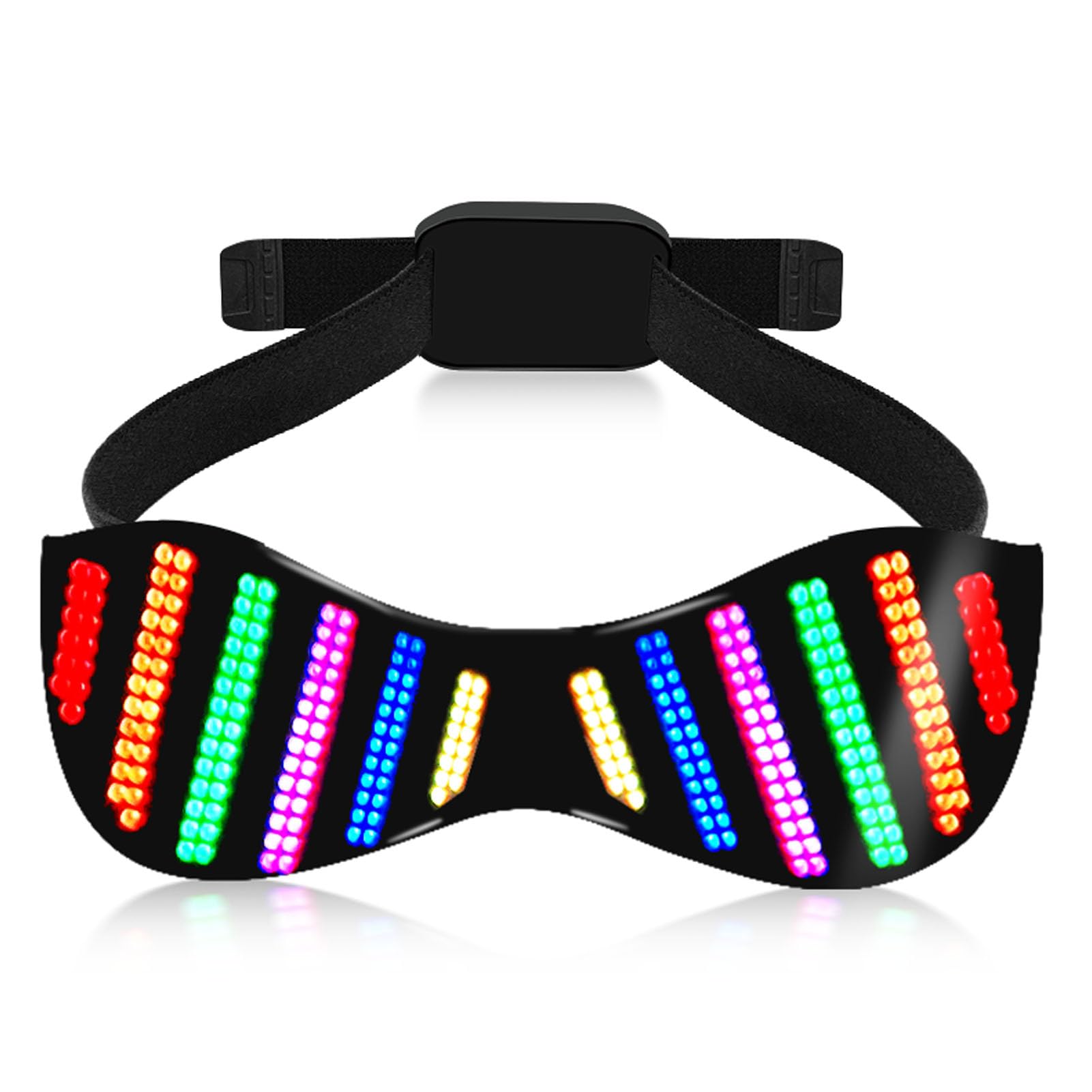 Cooles Design LED-Brille für Helloween-Party, Bluetooth programmierbare leuchtende Brille, Party-Neonbrille mit Anti-Fall-Stirnband für iOS, Android und PC