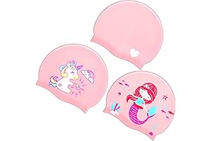 3 Pieces Kids Swim Caps for Girls Age 3