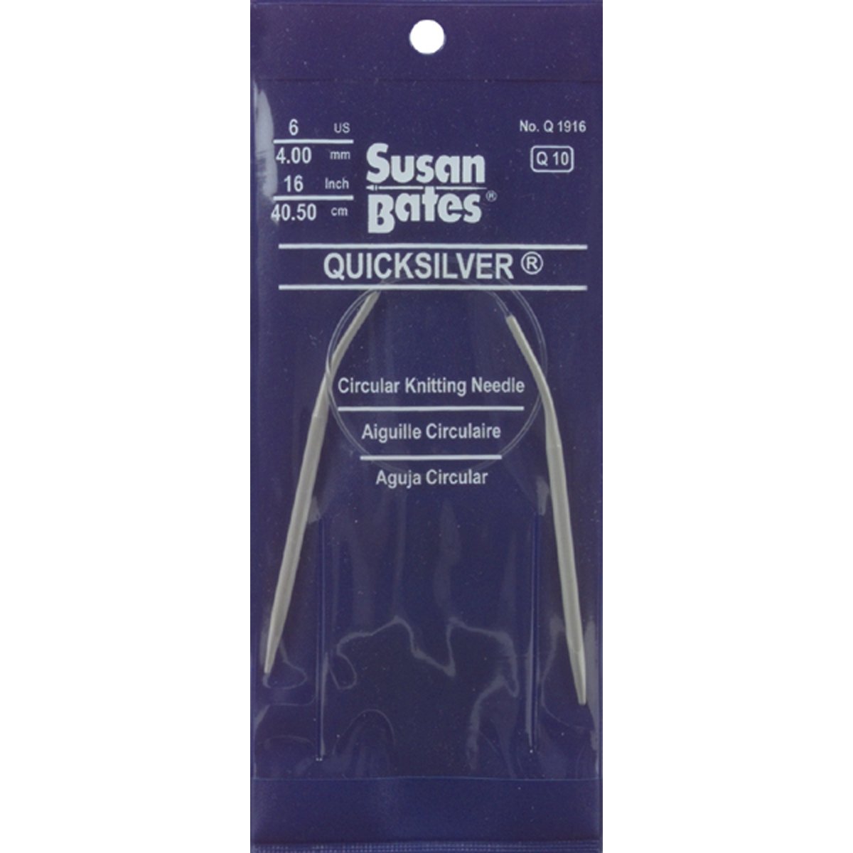 Quicksilver Circular Knitting Needle 16"-Size 10.5/6.5mm, Grey