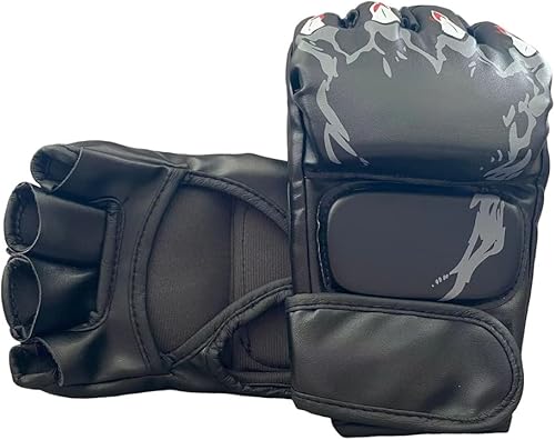 Miniatura 5 de Guantes de boxeo mejorados de medio dedo MMA UFC para saco de boxeo con correa de velcro ajustable (talla M&L)