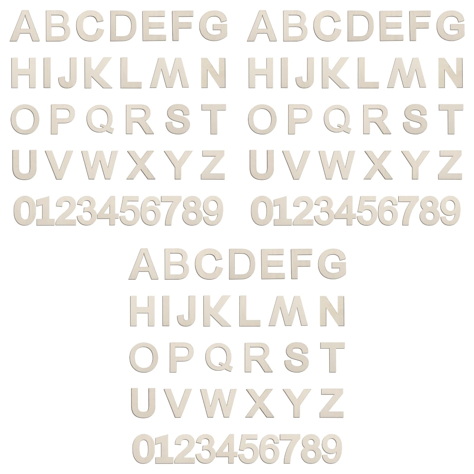 Kit di lettere e numeri in legno da 108 punti, include 3 set da 4 ritagli dalla A alla Z e 0-9, perfetto per lavori artigianali, feste e idee in classe