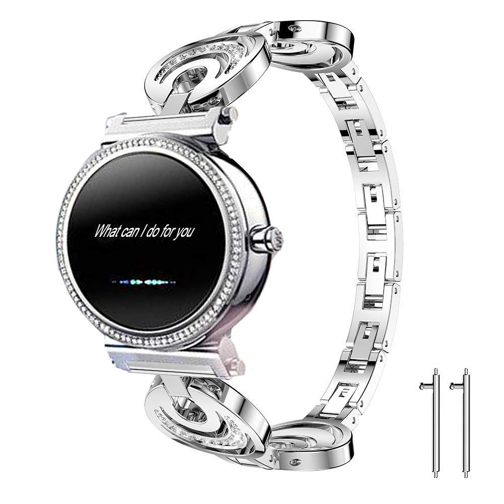 Quick Release Smartwatch Band for Michael Kors Access Sofie, Crystal Rhinestone Diamond Jewelled Stainless Replacement Band for MK Access Smartwatch Sofie (Diamond-Silver)