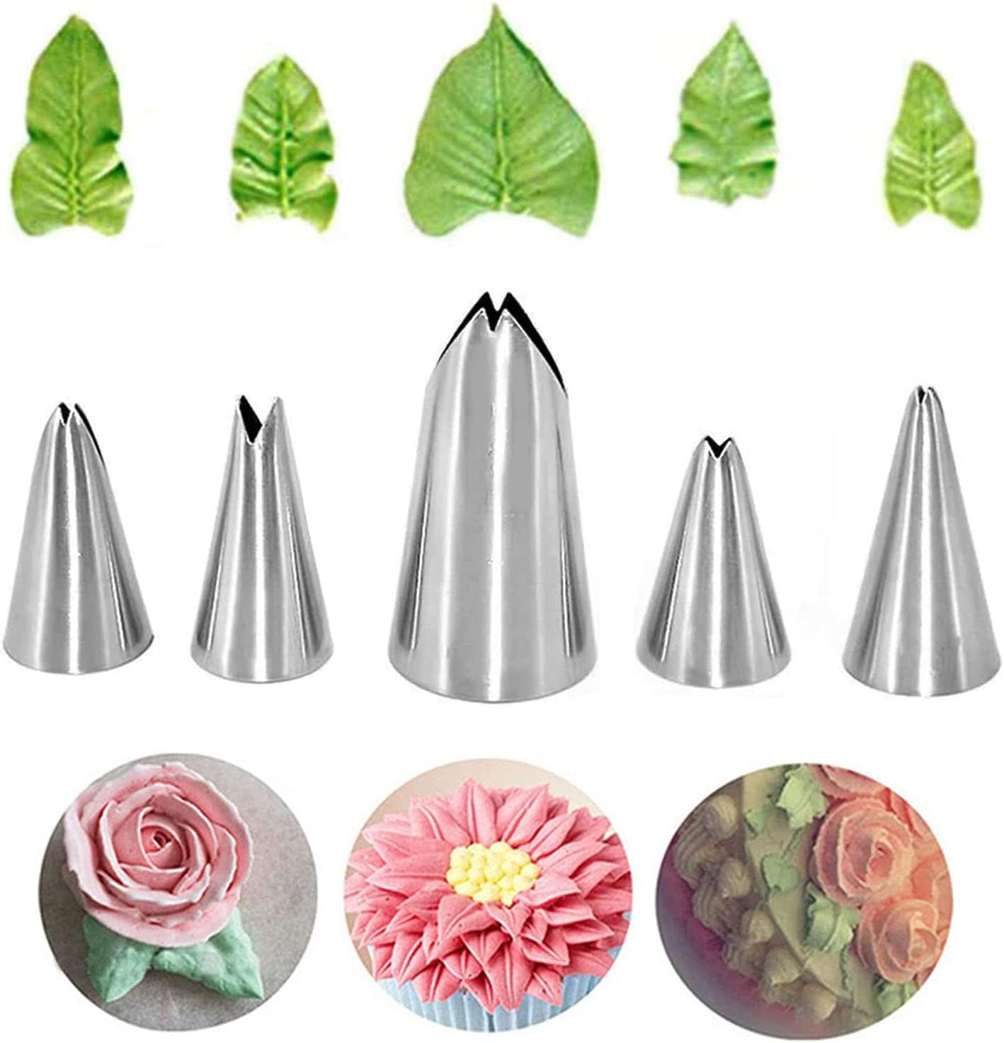 Leaf Piping Tips, Xafissy 5PCS Stainless Steel Piping Tips