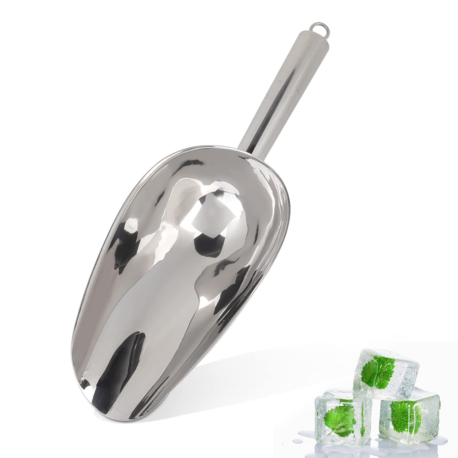 palas para hielo de acero inoxidable, irrompible Pala de Comida, Pala multifuncional de acero inoxidable, Cuchara de Café en Grano de Acero Inoxidable, pala de harina para comida de mascotas(18OZ)