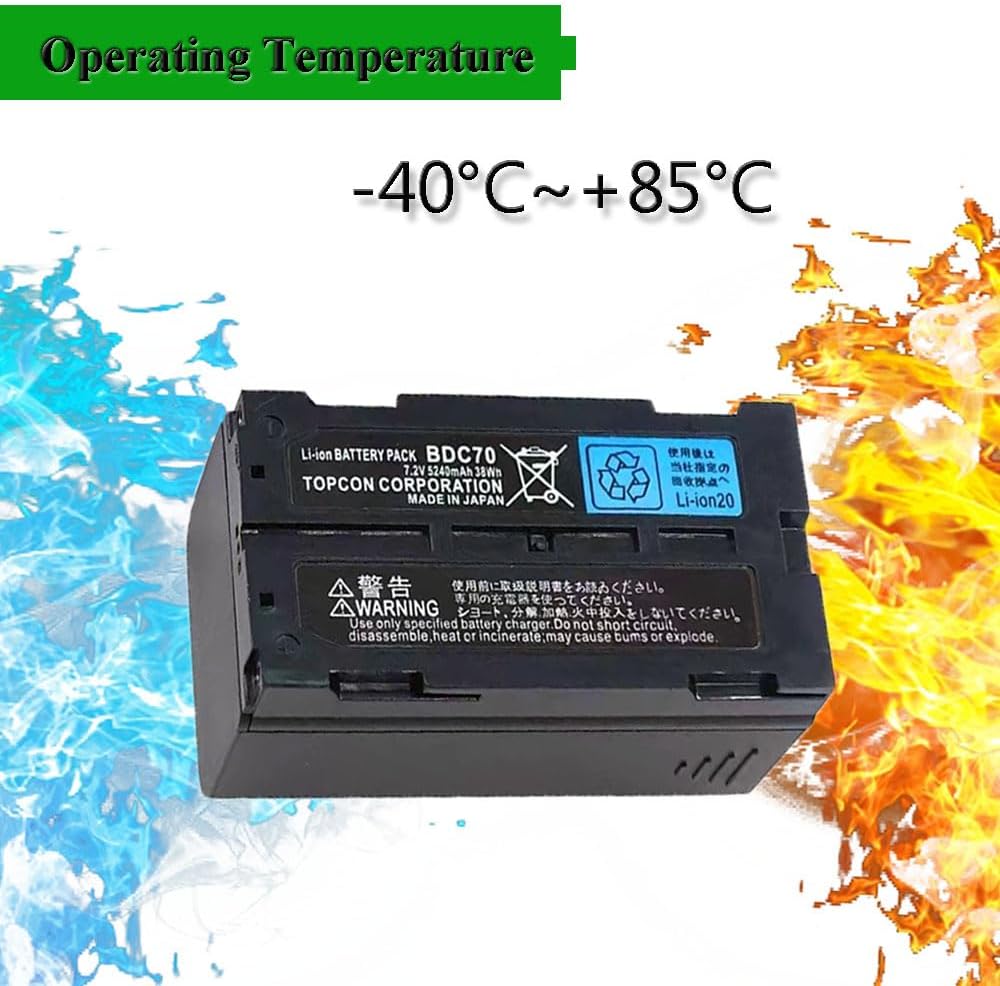 <- Pack of 1 -> BDC70 7.2V Battery for Top-con BDC70 Li-ion 5240mAh Battery for Top-con, Sokkia Total Stations