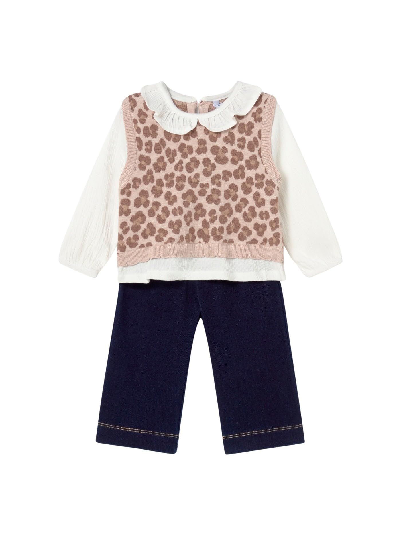 Mayoral Set Hose und Bluse mit Weste für Baby - Mädchen Walnuss