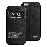 iPhone 6 Case, iPhone 6 Cover, Labato® Leather Stand Case Cover for Apple iPhone 6 4.7'' Case Cover[Not Compatible to Apple iPhone 6 Plus(5.5’’) 5 5s 4s 4 3gs] - Newest Magnetic Design Genuine Leather Cases/Covers compatible with IOS8 for Apple iPhone 6 4.7'' Fold Stand & Window Open Case+100% Handmade folio case flip cover case for Apple iPhone 6 4.7'', Black Color Lbt-IP6-12L10