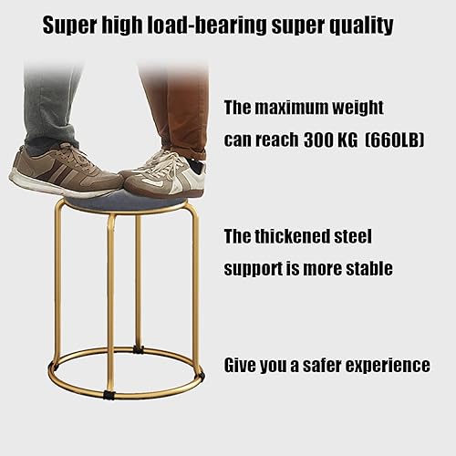 Miniatura 5 de Taburetes de bar de terciopelo de 18 pulgadas de alto, taburetes de bar sin espalda, taburetes de tocador, sillas redondas apilables, juego de 4,