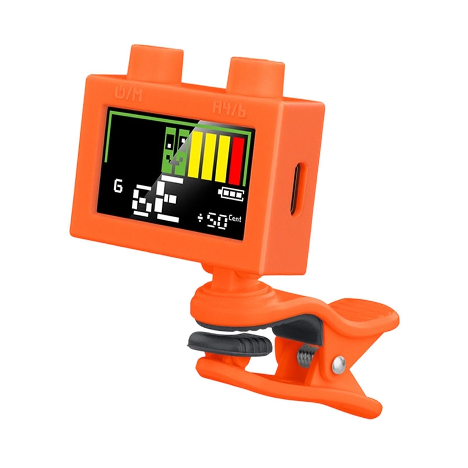 Oshhni Afinador Guitarra Afinador Digital Electrónico Clip Afinador Metronomo Pinza Afinador Multifunción con Pantalla Giratoria para Guitarra Bajo, naranja
