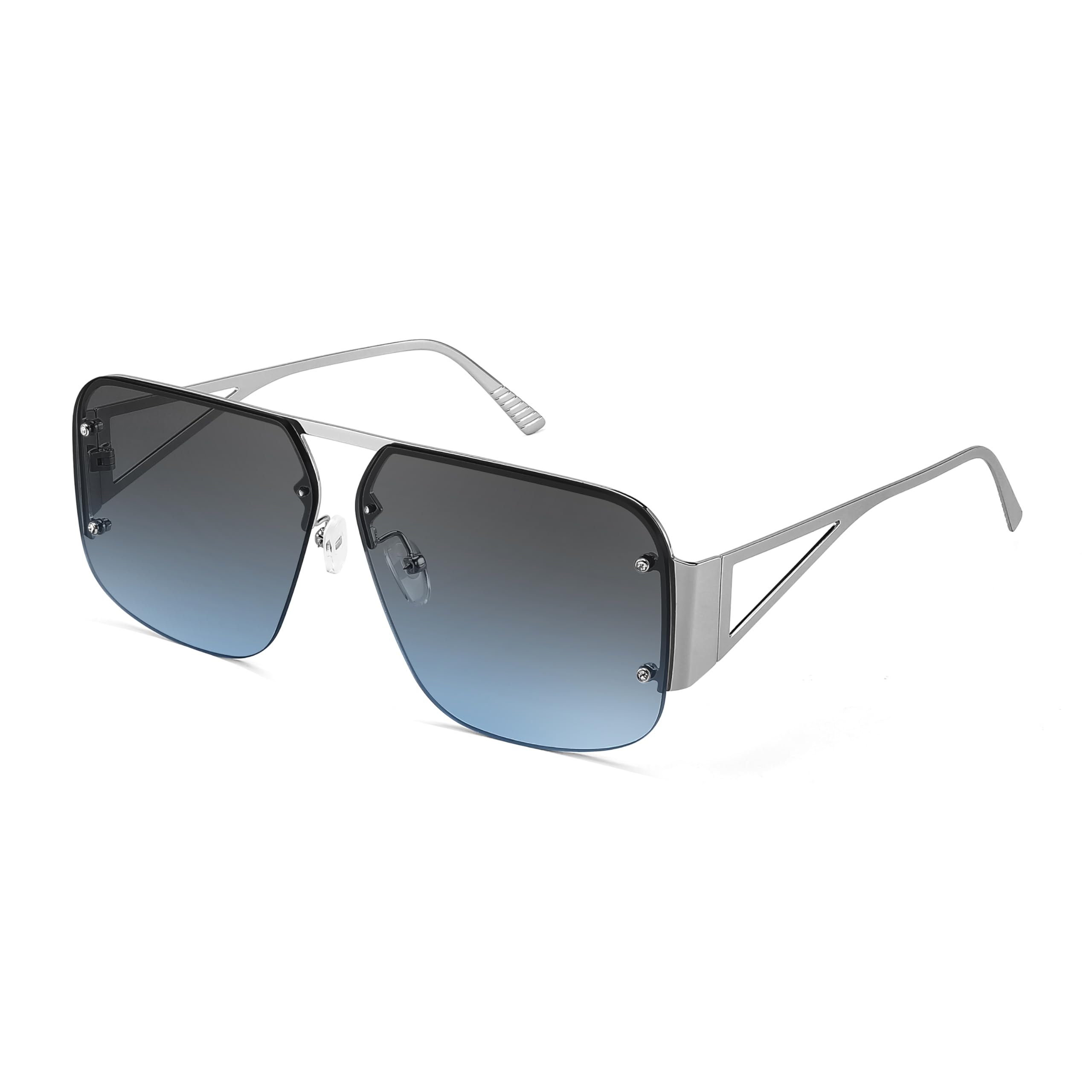 FEISEDY Trendy Aviator Sunglasses for Women Men Retro Metal Rimless Frame Square Shades B2985