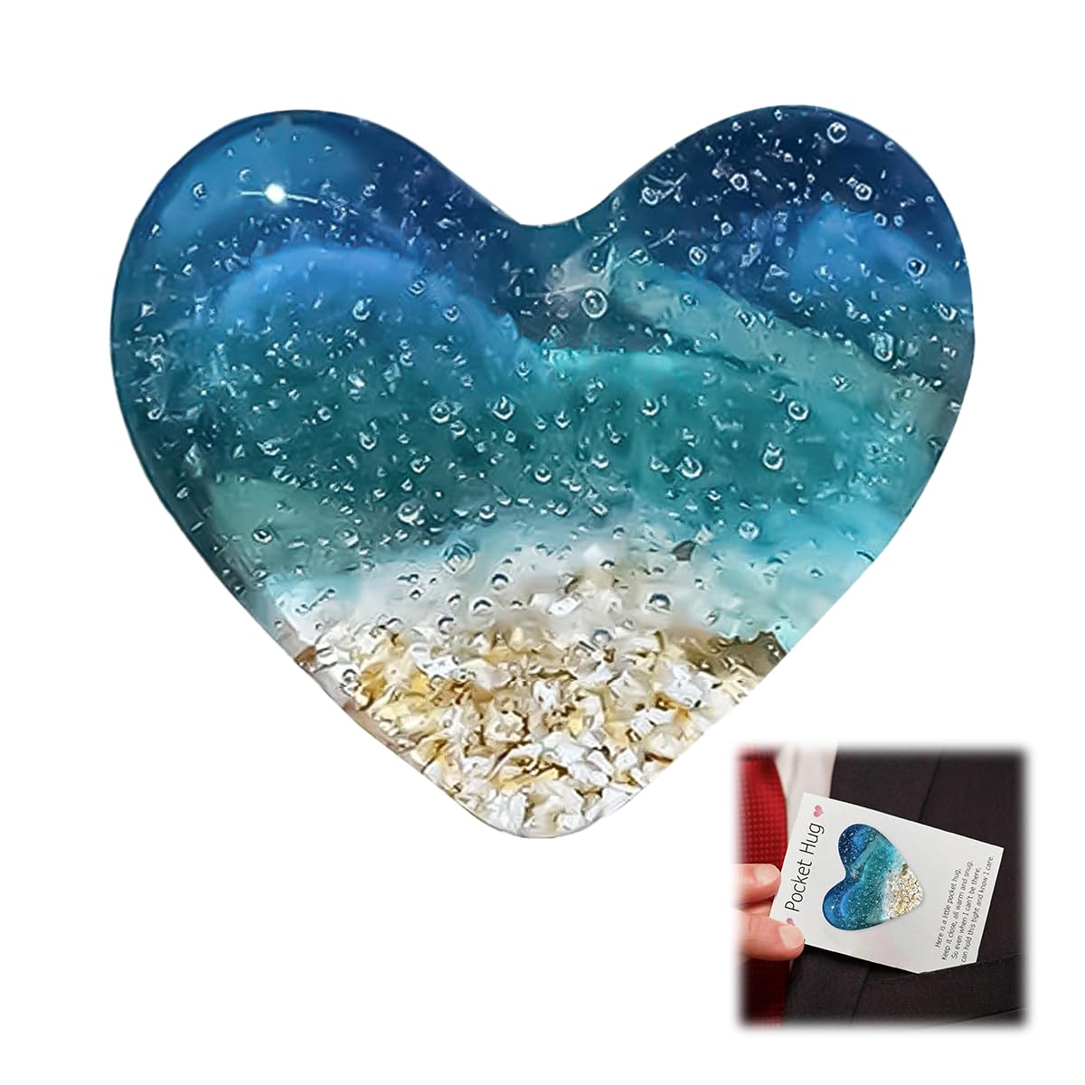 Pocket Hugs Blue Ocean Model Heart Shape Keepsake Gifts for Friends Go to University School Gifts Thinking of You Gifts Positive Good Luck Gifts for Birthday Wedding Christmas Mothers Day Valentines