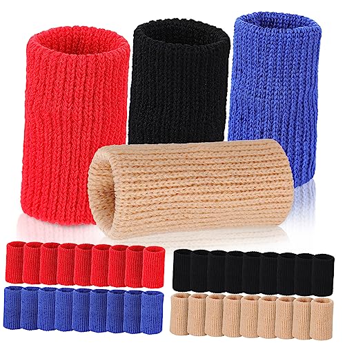Cabilock 40Pcs Finger Compression Sleeves for Support Elastic Finger Brace for Comfortable Breathable Material and Nude Colors