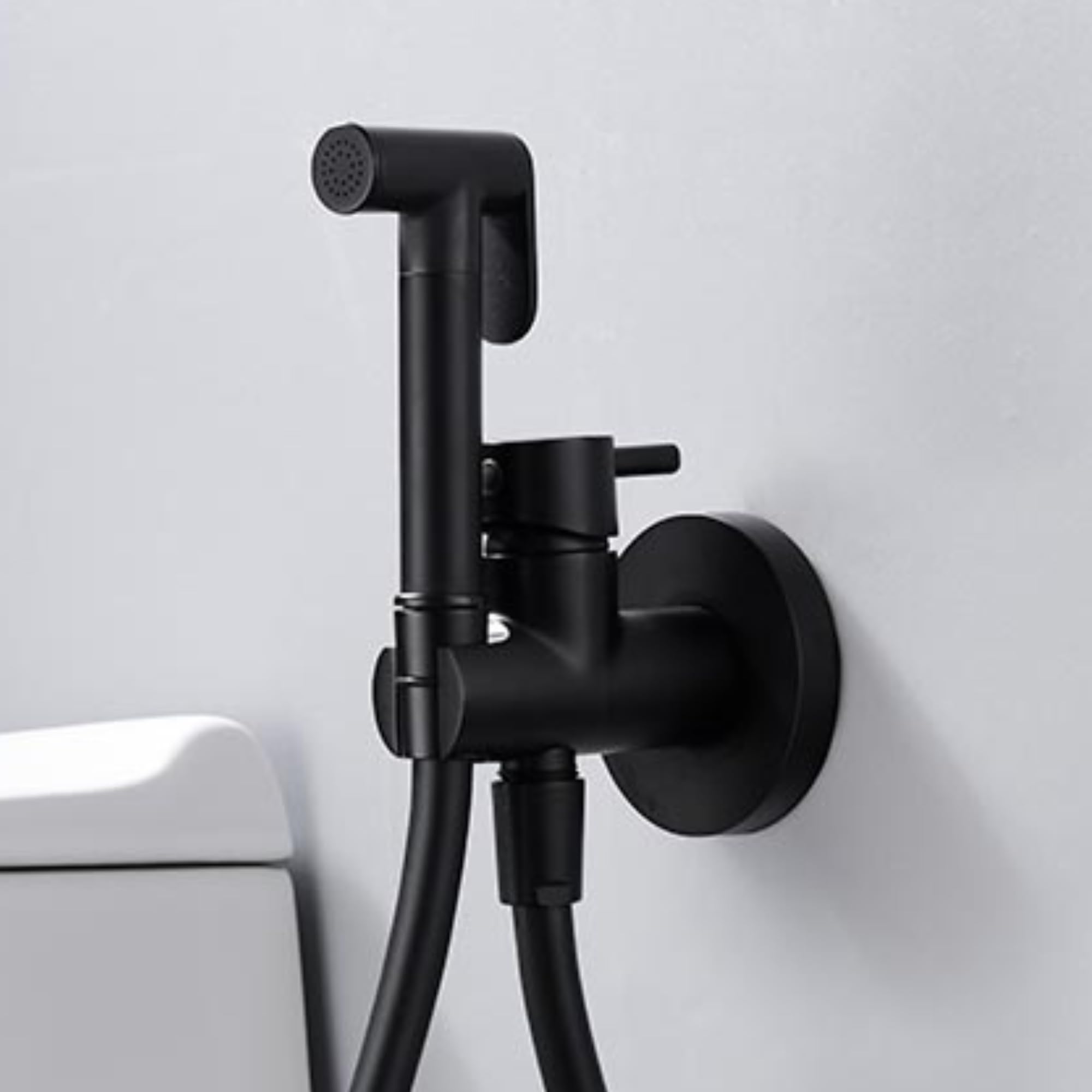 IMEX - Ducha Bidet Agua Fría y Caliente Color Negro Mate | Grifo Bidet Empotrado para WC | Ducha Higiénica Monomando para Inodoro | Grifería Sustituto de Bidé | Serie Munich