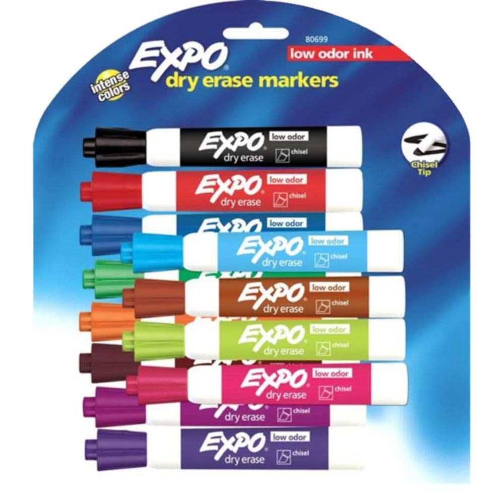 Expo Sanford 80699 Dry-Erase Markers Chisel Point Nontoxic 12 PK Assorted