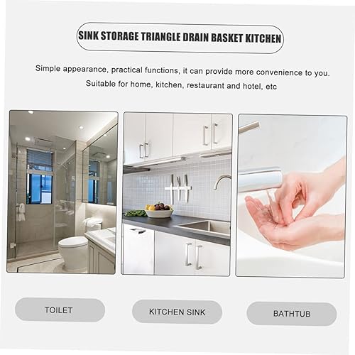 Miniatura 4 de UPKOCH 1 cesta de drenaje de secado de platos, estante de secado de alimentos de acero inoxidable, estante de drenaje para fregadero, colador de