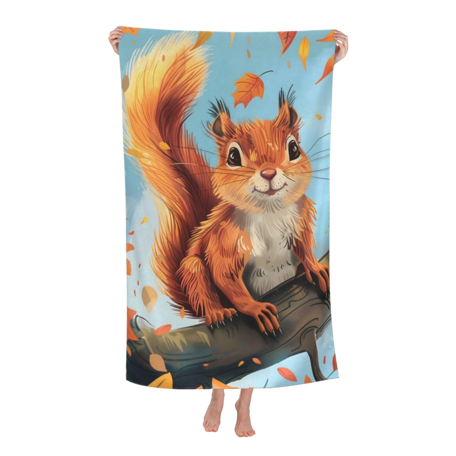 HLBSDM Squirrel Beach Towel 31inx51in Animal Sand Free Microfiber Bath Towel Ultra Soft Quick Dry Pool Towel Absorbent Towel Lightweight Towel for Swimming Bathroom Decor