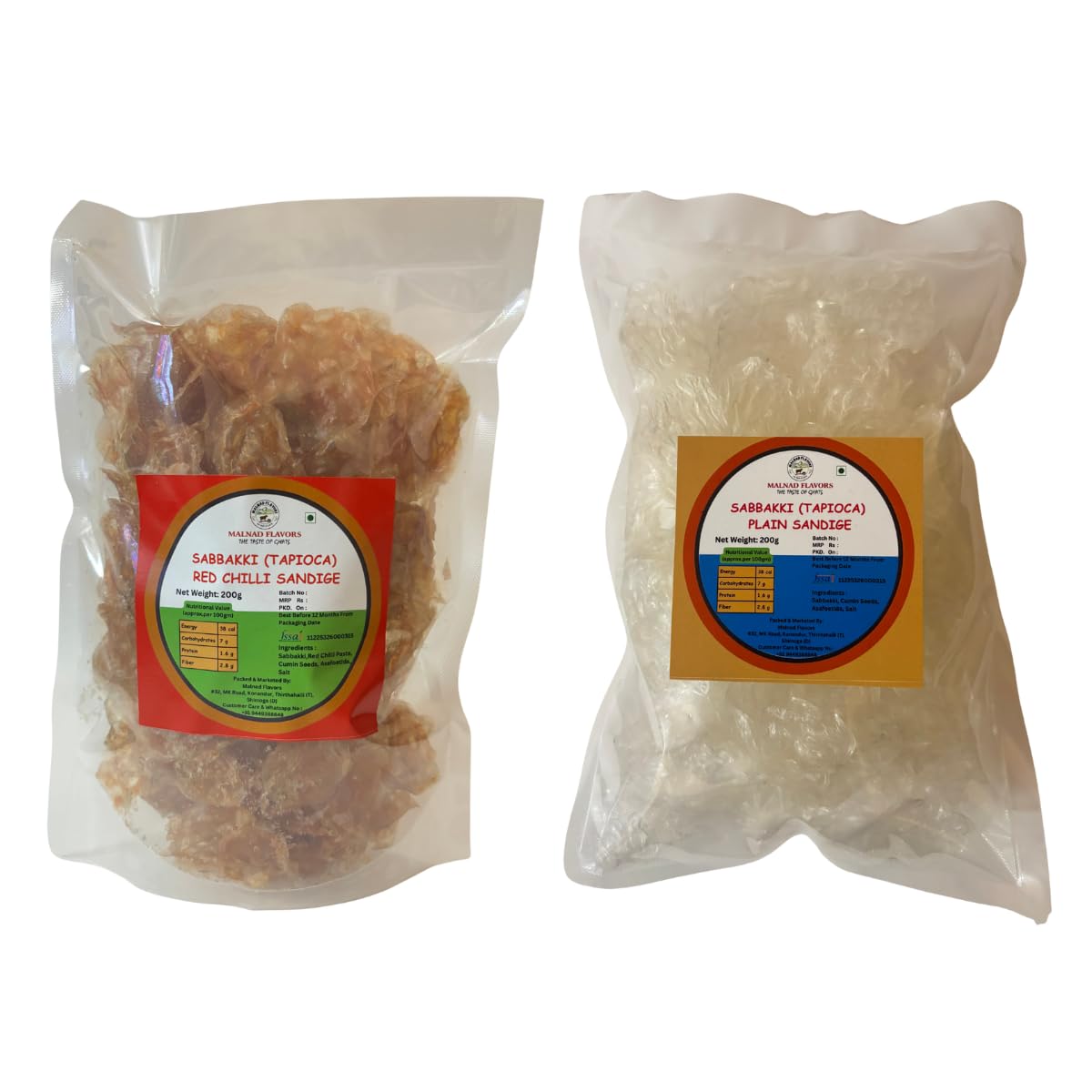 Malnad Western Ghats Sabbakki (Red Chilli) Sandige & Sabbakki (Plain) Sandige (200gm) Pack Of 1 Each | Fresh with No Artificial Preservatives | Naturally Prepared | Traditional Method, Tasty & Crispy Sandige | Vaccum Pouch Sealing-image-41
