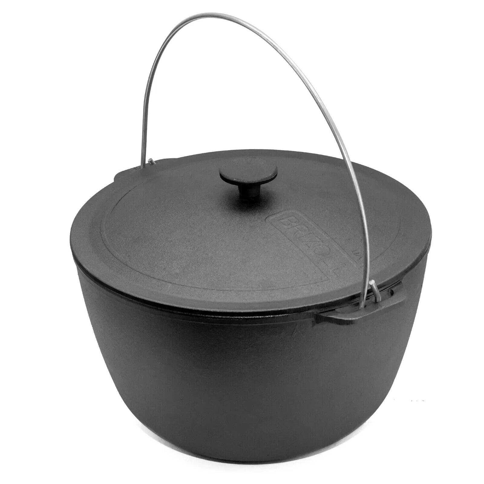 Kazan, 10 l, in ghisa con staffa e coperchio in ghisa, pentola per gulasch da campeggio, cast Iron Kazan, pentola per stufato Asia WOK | coperchio per esterni, barbecue, campeggio
