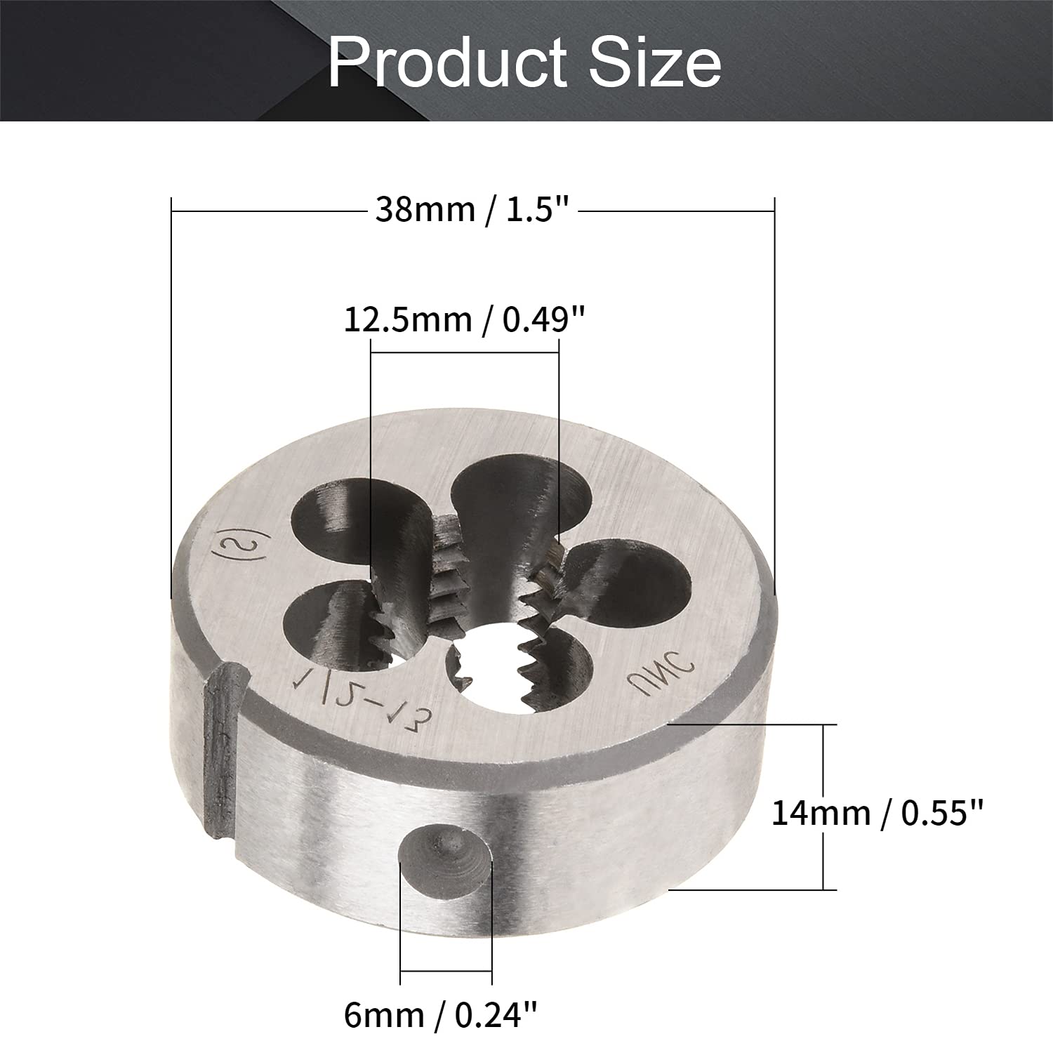 Utoolmart 1/2-13 Round Die, Machine Thread Right Hand Threading Die, Alloy Tool Steel 2pcs — Amazon image 2