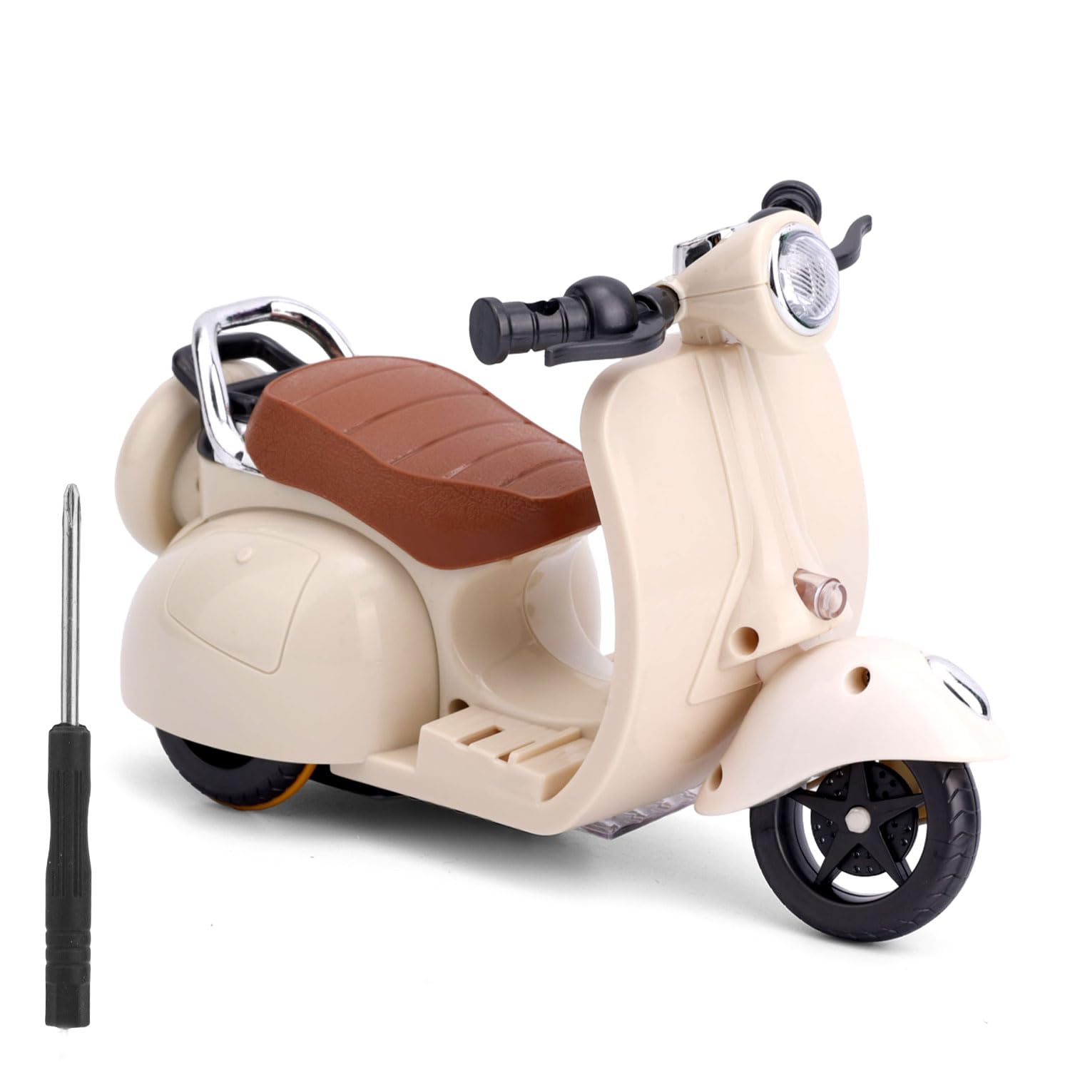 BTFO Doll Scooter Toy, Plush Toy Electric Scooter with Lights and Music Cute Doll Motorcycle Decor 360 Interactive Rotating Toys Desktop Ornaments Accessories for Desk Decorations