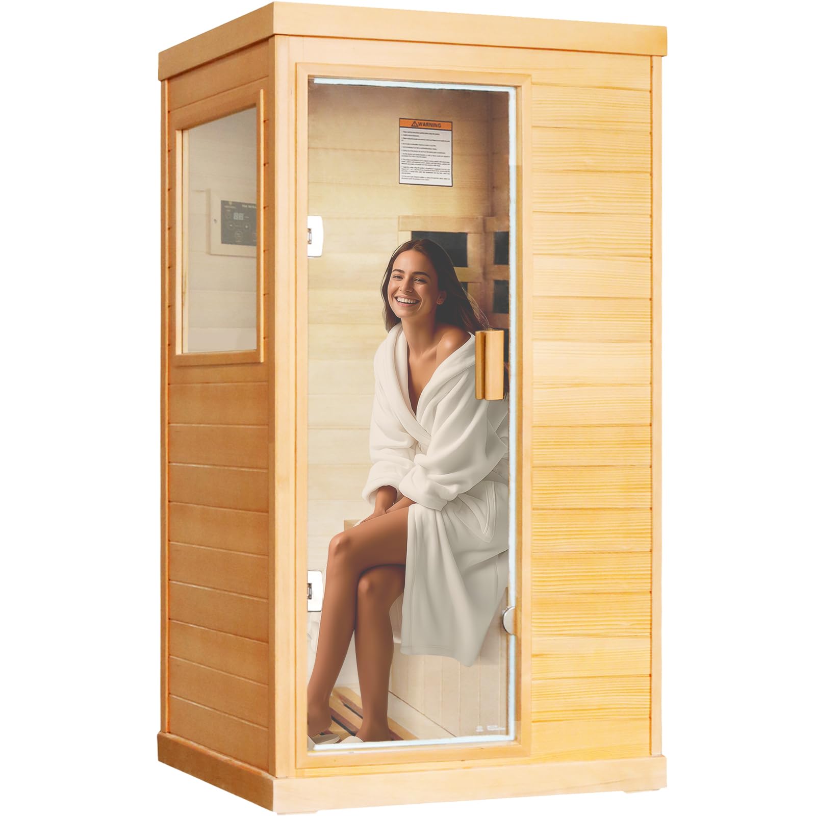 HOSAUNA 1 Person Infrared Sauna Wood Indoor, Low EMF Far Infrared