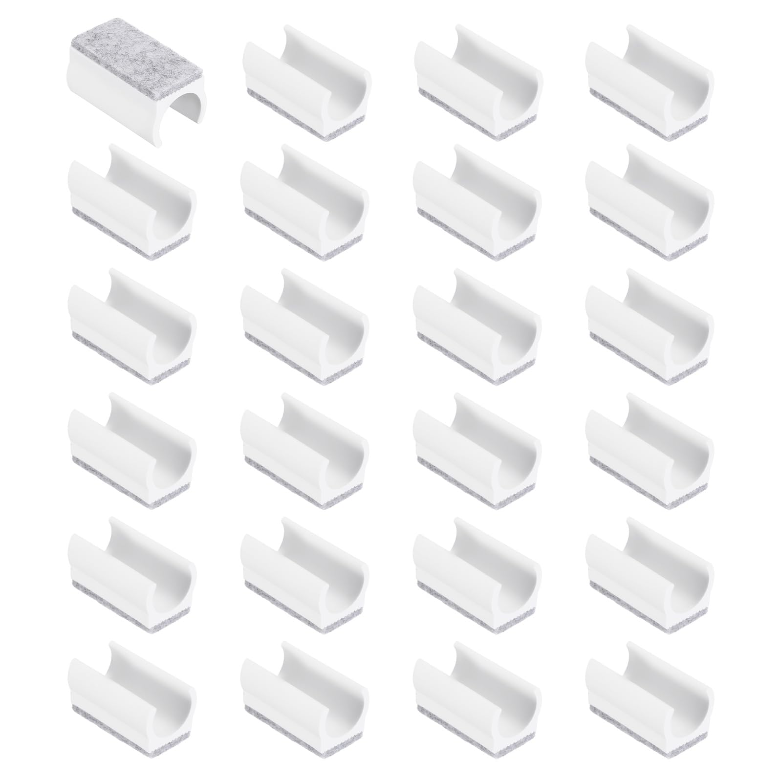 sourcing map 24 Pcs Rectangle U Shaped Chair Leg Caps with Felt Pads, Fit 19mm Dia Tubular Legs, Slide Smoothly Furniture Feet Protectors No Scratches No Noise for Hardwood Floors, White