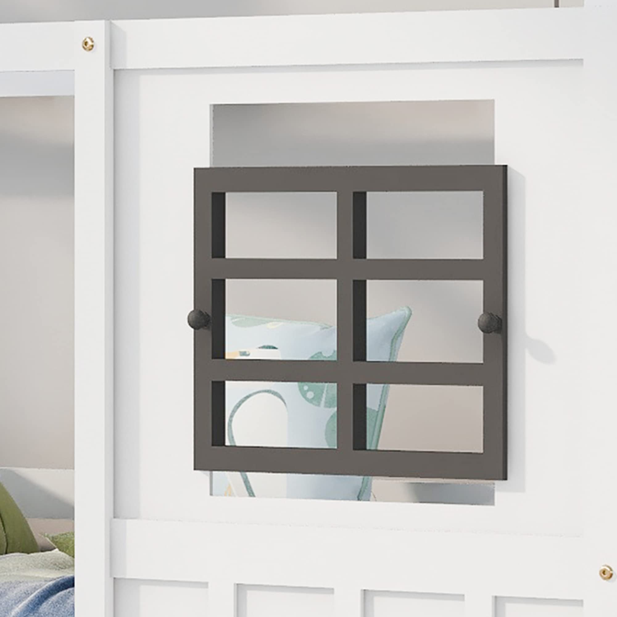 Hausbett Spielbett 90x200, Vielseitiges Kiefernrahmen Kinderbett Spielbett für Jungen & Mädchen - Kinder Bett mit Rausfallschutz und Lattenrost