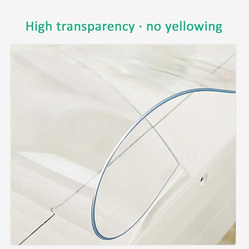 Miniatura 2 de KDDEON - Protector de mesa con ángulo recto y ovalado, transparente (bordes biseladossin contraerse), 0.079in de grosor, mantel transparente de PVC