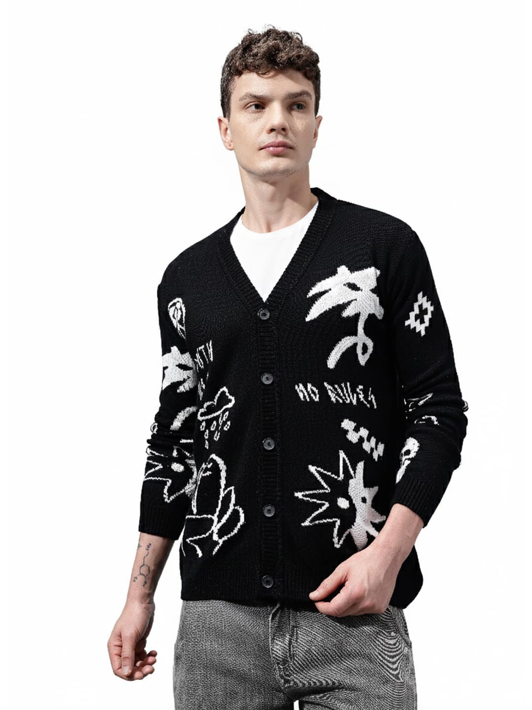 kasma Men’s Acrylic V-Neck Printed Sweater – Stylish Long Sleeve Winter Wear with Soft Comfort & Trendy Design-KSM-1-picture-33