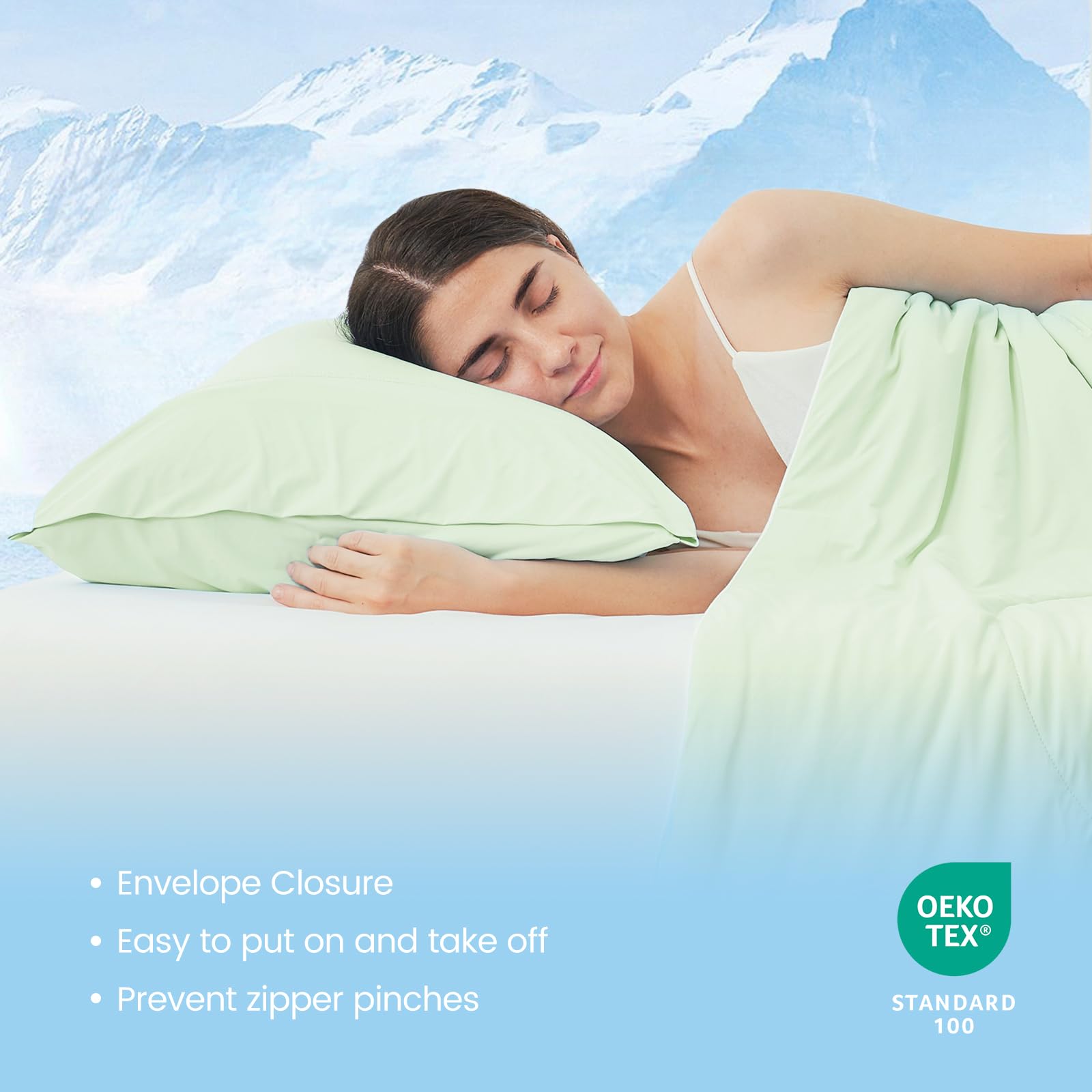 Cozy Bliss Queen Size Cooling Pillowcase Set Of 2 - Q-Max >0.4, Silky & Breathable, Dark Grey, 20x30 Inch - View #6