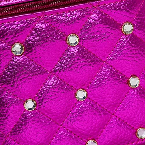 Miniatura 3 de Bolsa de cosméticos para mujer, bolsa de cosméticos de cuero portátil, estuche de cubo de lavado, remaches de diamante, estuche de tocador para