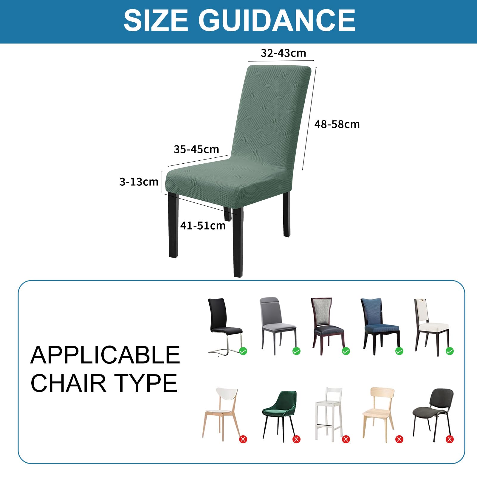 Ystyle Coprisedie con Schienale 6 Pezzi, Elasticizzato Copri Sedie Soggiorno Cucina, Universali Coprisedia Elasticizzati, Moderno Fodere per Sedie Antigraffio Gatto, Verde