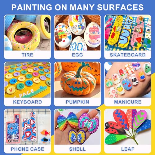 Image of Acrylic Paint Markers, Soft Brush Tip Pens and Markers, Acrylic Paint Pens for Wood, Stone, Canvas, Glass, Fabric, Egg, Rock Painting and DIY Craft Art Supplies (12)