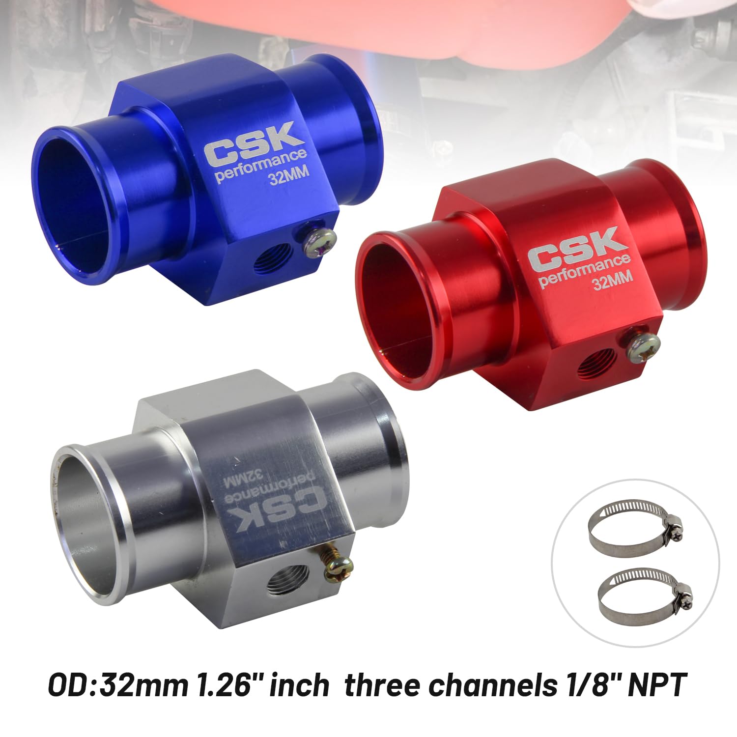 Adaptador Del Sensor De Temperatura Tubo De Junta De Temperatura Del Agua Del Coche De 32 Mm, Adaptador De Indicador De Temperatura De Aleación De Aluminio(36mm