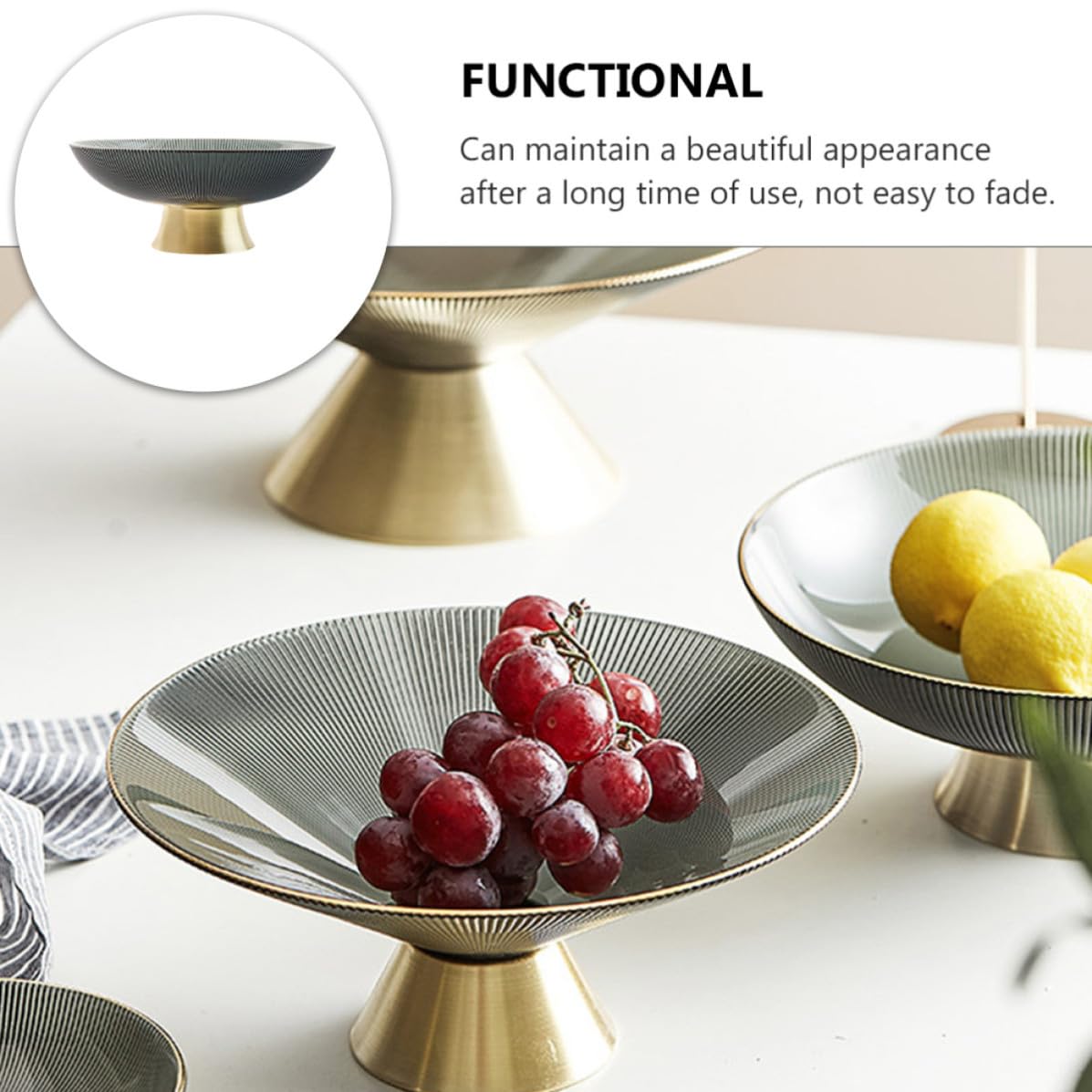 Frutero para Mesa de Vidrio Pie, Elegante para Frutas y Dulces