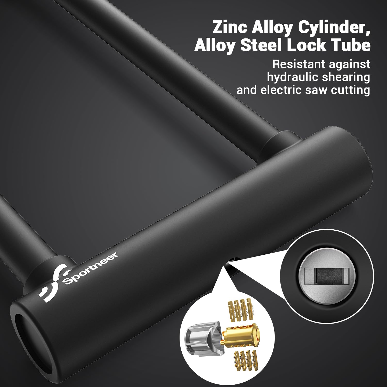 Sportneer Klucz rowerowy, 18mm mocny klucz rowerowy U Plus Size z 1,8M kablem stalowym o wysokiej bezpieczeństwie i regulowanym uchwytem montażowym i kluczem, antykradzieżowe zamki rowerowe dla